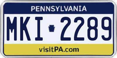 PA license plate MKI2289