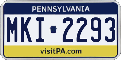 PA license plate MKI2293
