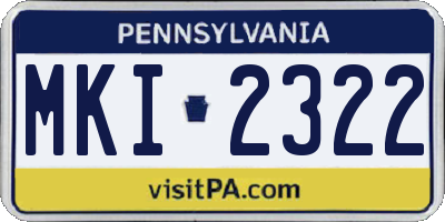 PA license plate MKI2322