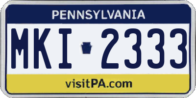 PA license plate MKI2333