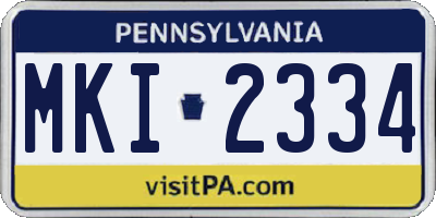PA license plate MKI2334