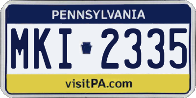PA license plate MKI2335