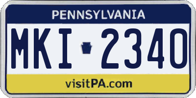 PA license plate MKI2340