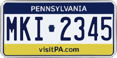 PA license plate MKI2345