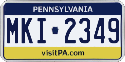 PA license plate MKI2349