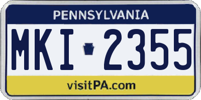 PA license plate MKI2355