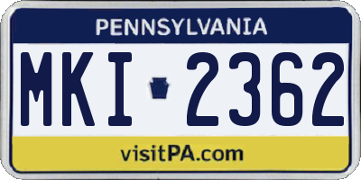 PA license plate MKI2362