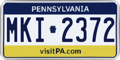 PA license plate MKI2372