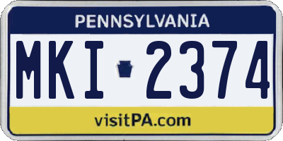 PA license plate MKI2374