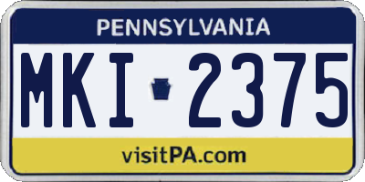 PA license plate MKI2375