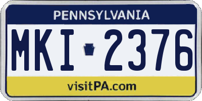 PA license plate MKI2376