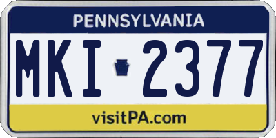 PA license plate MKI2377