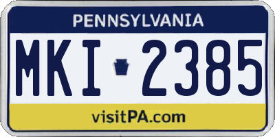 PA license plate MKI2385