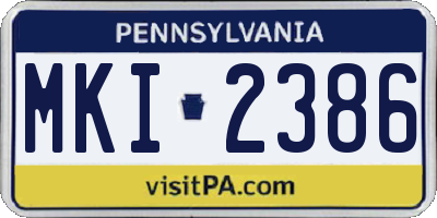 PA license plate MKI2386