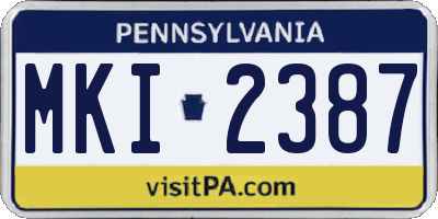 PA license plate MKI2387
