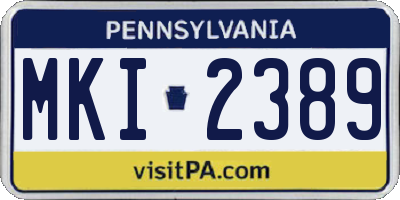 PA license plate MKI2389