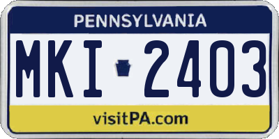 PA license plate MKI2403