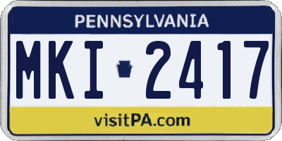 PA license plate MKI2417