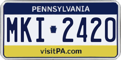 PA license plate MKI2420