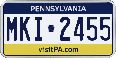 PA license plate MKI2455