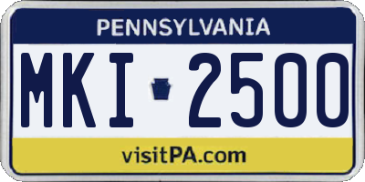PA license plate MKI2500
