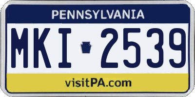 PA license plate MKI2539