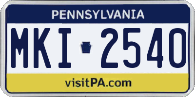 PA license plate MKI2540