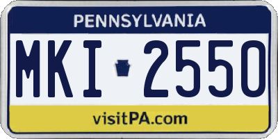 PA license plate MKI2550