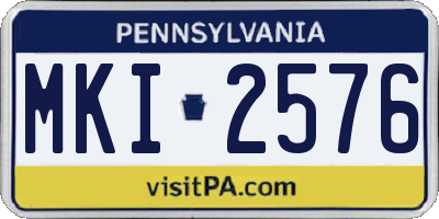 PA license plate MKI2576