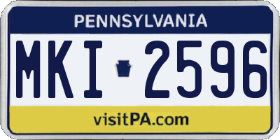 PA license plate MKI2596