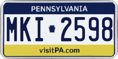 PA license plate MKI2598