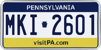 PA license plate MKI2601