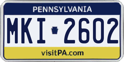 PA license plate MKI2602