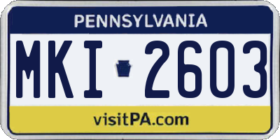 PA license plate MKI2603