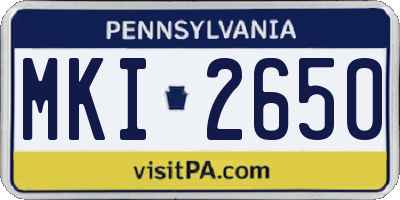 PA license plate MKI2650
