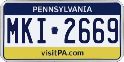 PA license plate MKI2669