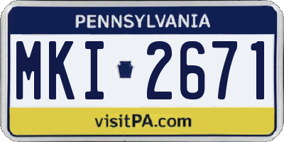 PA license plate MKI2671