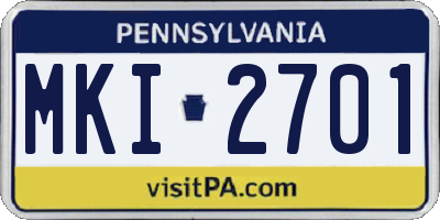 PA license plate MKI2701