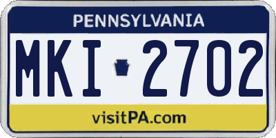 PA license plate MKI2702