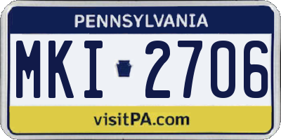 PA license plate MKI2706