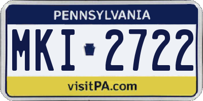 PA license plate MKI2722