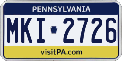PA license plate MKI2726