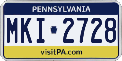 PA license plate MKI2728