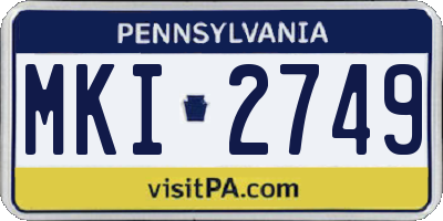 PA license plate MKI2749