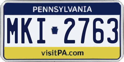 PA license plate MKI2763