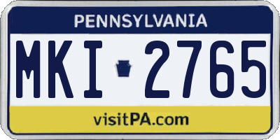 PA license plate MKI2765