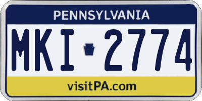 PA license plate MKI2774