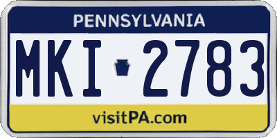 PA license plate MKI2783