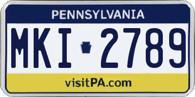 PA license plate MKI2789