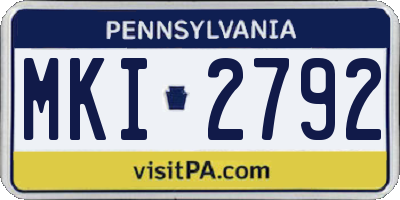 PA license plate MKI2792